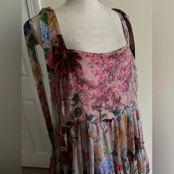 Anthropologie Geisha Designs Isabella Floral Midi Puffy Dress size XXL - Picture 3 of 11